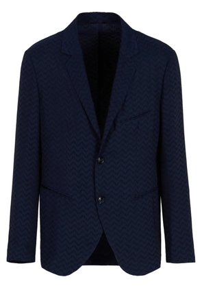 Giorgio Armani zigzag-print single-breasted blazer - Blue