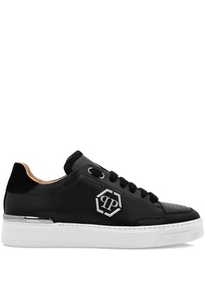 Philipp Plein logo-print leather sneakers - Black