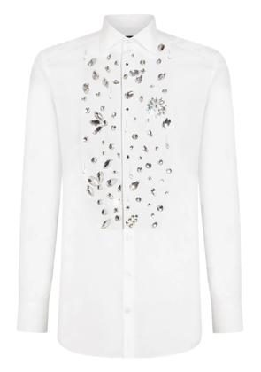Dolce & Gabbana rhinestone-embellished cotton shirt - White