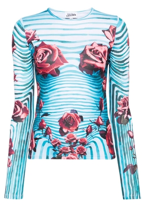 Jean Paul Gaultier Morphing floral-print top - Blue