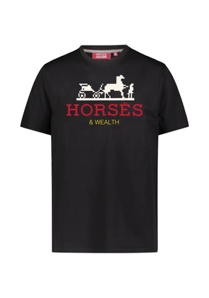 Mostly Heard Rarely Seen 8-Bit horses wealth graphic T-shirt - Black