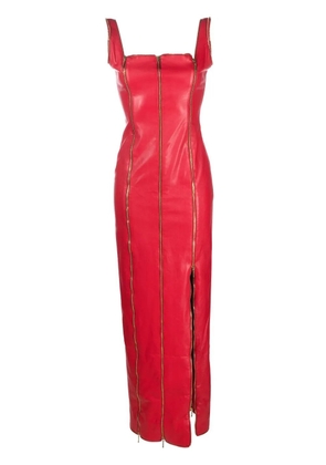 JEAN-LOUIS SABAJI zip-detail faux leather maxi dress - Red