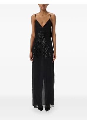 Blumarine Georgette lace embroidered dress - Black