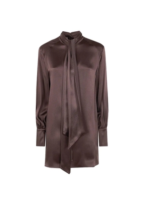 Semicouture Manuela tie-neck mini dress - Brown