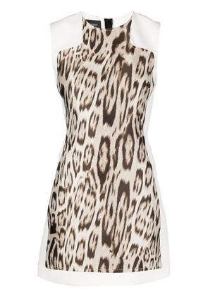 Giambattista Valli panelled animal-print silk dress - White