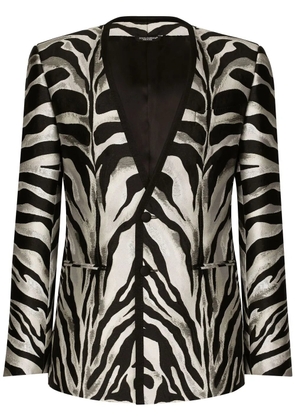 Dolce & Gabbana zebra-print lamé jacquard blazer - Black