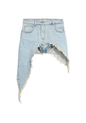 Blumarine asymmetric frayed denim skirt - Blue