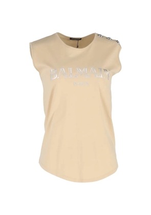 Balmain Pre-Owned logo-print tank top - Neutrals
