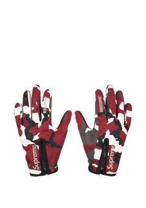 Supreme zip camouflage gloves - Red