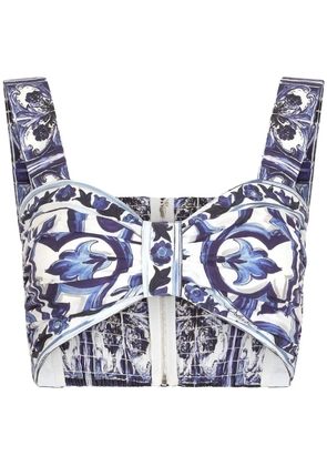 Dolce & Gabbana Majolica-print bralette top - Blue
