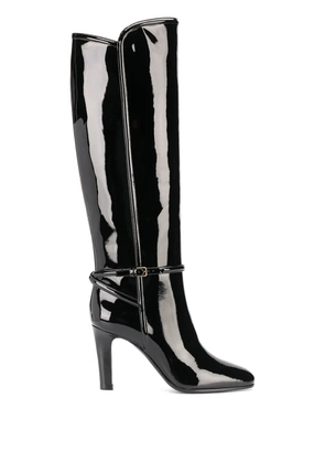 Saint Laurent 95mm patent square-toe boots - Black
