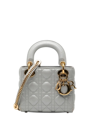 Christian Dior Pre-Owned 2018 Mini Metallic Lambskin Cannage Lady Dior satchel - Grey