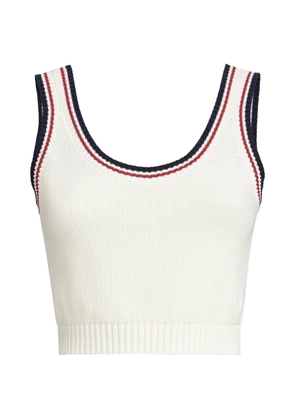 Brunello Cucinelli cotton piqué-effect knit crop top - White