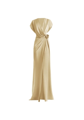 Gemy Maalouf draped V-neck flower maxi dress - Neutrals