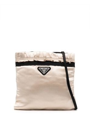 Prada Pre-Owned 2000s triangle logo satin crossbody bag - Neutrals