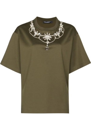 Dolce & Gabbana crystal-embellished short-sleeved T-shirt - Green