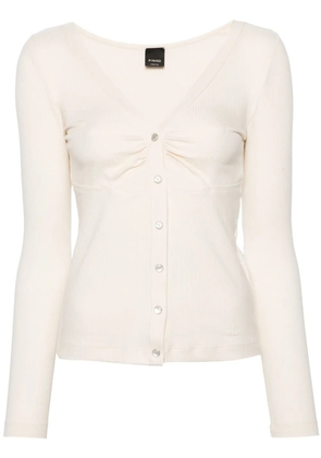 PINKO cut-out detailed ribbed top - White