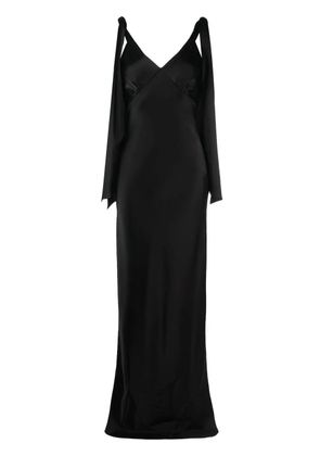 V:PM ATELIER satin-finish V-neck gown - Black