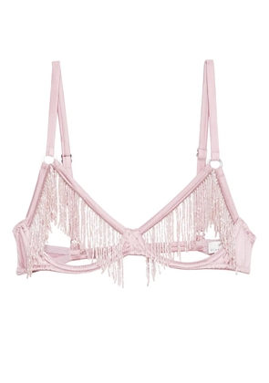 Fleur Du Mal beaded fringe ouvert bra - Pink
