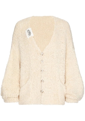 Dolce & Gabbana logo-patch cotton cardigan - Neutrals