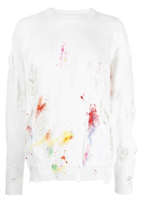 Mostly Heard Rarely Seen distressed paint-splatter sweatshirt - White