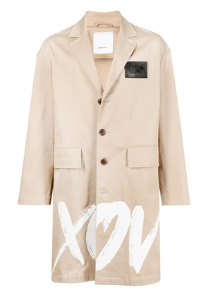 Ports V slogan-print mid-length coat - Brown