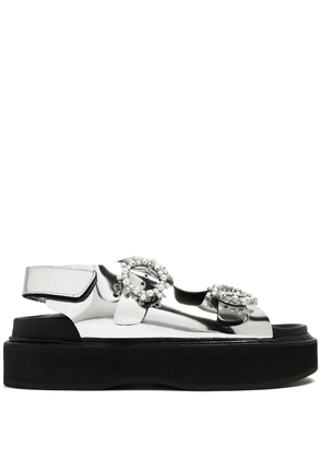 Simone Rocha buckled flatform leather sandals - Silver