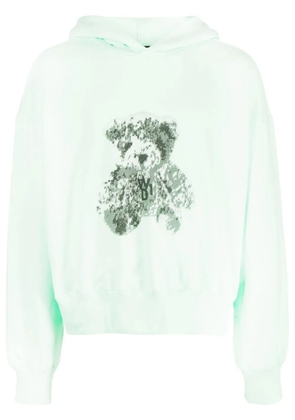 We11done logo-patch cotton hoodie - Green