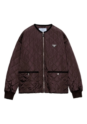 Prada triangle-logo quilted jacket - Brown