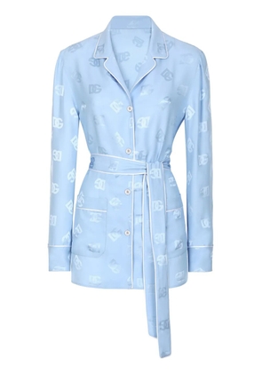 Dolce & Gabbana DNA monogram-jacquard tied-waist shirt - Blue