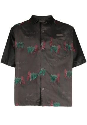 4SDESIGNS graphic-print short-sleeve shirt - Brown