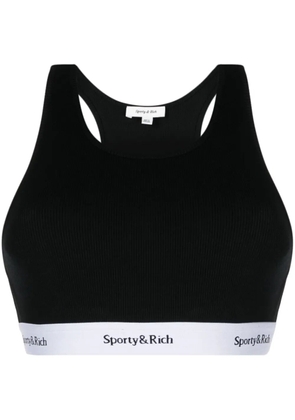 Sporty & Rich fine-ribbed cropped tank top - Black