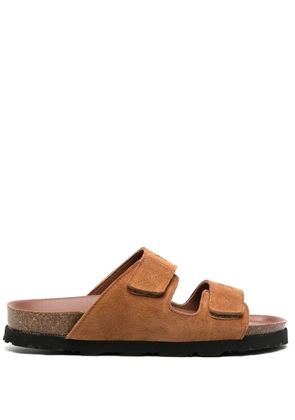 Palm Angels logo-print touch-strap sandals - Brown