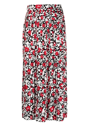 Celine Pre-Owned floral-print pleated midi skirt - White