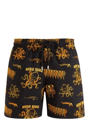 Vilebrequin octopus-embroidered drawstring swim shorts - Black