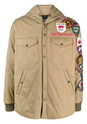 DSQUARED2 patch-detail hooded jacket - Brown