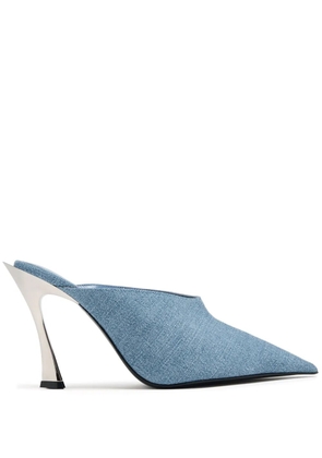 Mugler denim pointed toe mules - Blue