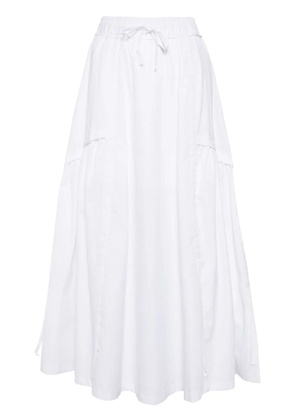 Isabel Benenato drawstring-waist cotton midi skirt - White