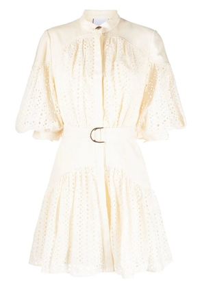 Acler Moore broderie-anglaise puff-sleeve dress - Neutrals
