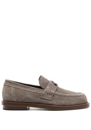 Alexander McQueen Seal-plaque suede loafers - Neutrals