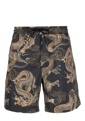 Maharishi dragon-print swim shorts - Black