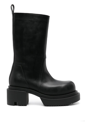 Rick Owens mid-calf leather plaform boots - Black