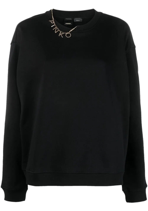 PINKO logo-charm cotton sweatshirt - Black