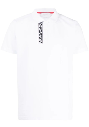 Ports V logo-tape polo shirt - White