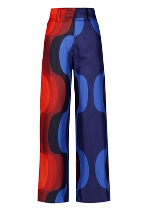 PAULA Sonia wave-print silk trousers - Blue