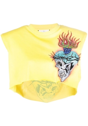 Philipp Plein Love Tattoo cropped T-shirt - Yellow
