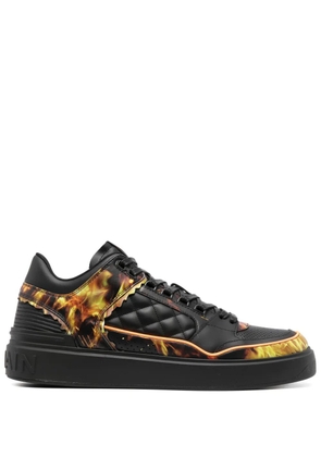 Balmain B-Court flame-print leather sneakers - Black