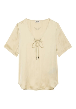 Zadig&Voltaire Terzo lace-up short-sleeved top - Neutrals