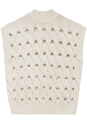 ANINE BING Dray open-knit vest - Neutrals
