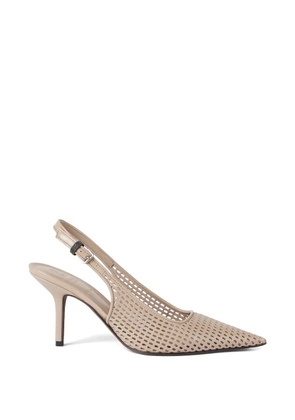 Brunello Cucinelli calfskin net slingback heels with monili - Grey